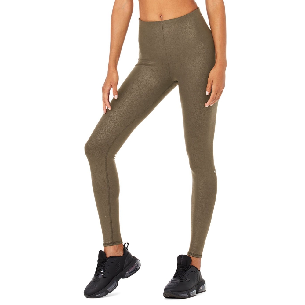 Alo Yoga Faux Leder Airbrush High-Taille Leggings Damen Kaffee | SJYQRC730