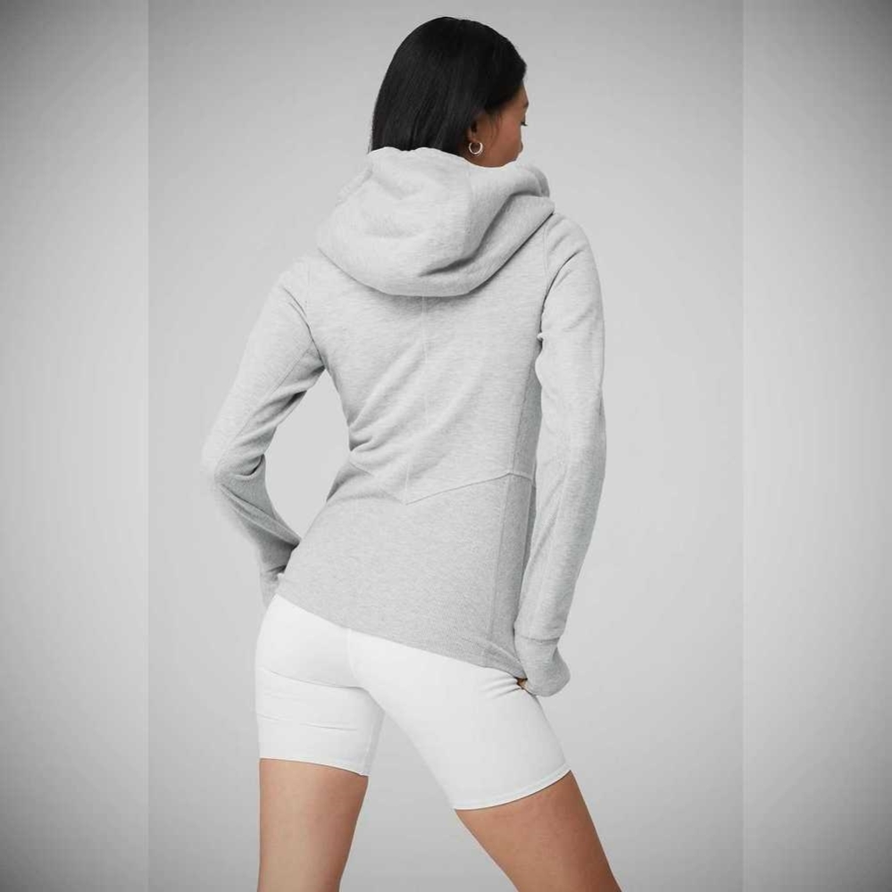 Alo Yoga Foundation Zip Hoodie Damen Grau | YWPLUO723