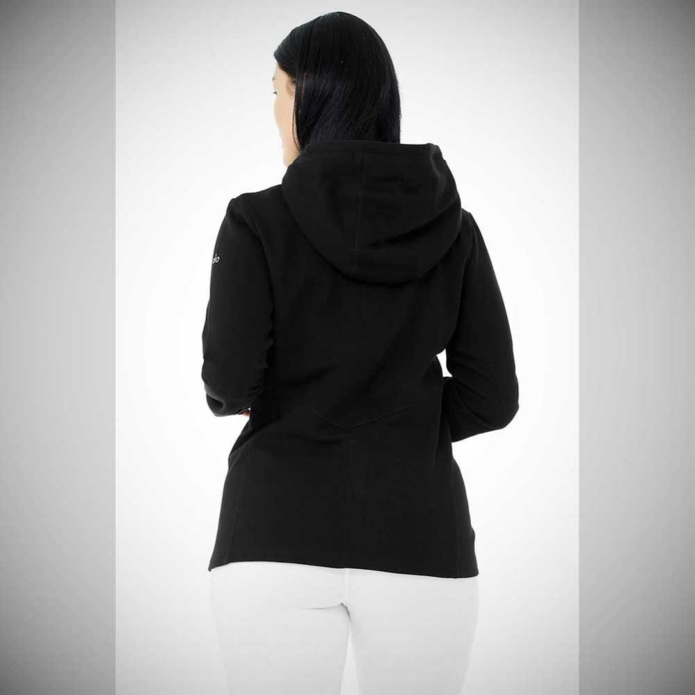 Alo Yoga Foundation Zip Hoodie Damen Schwarz | QDXIJG082