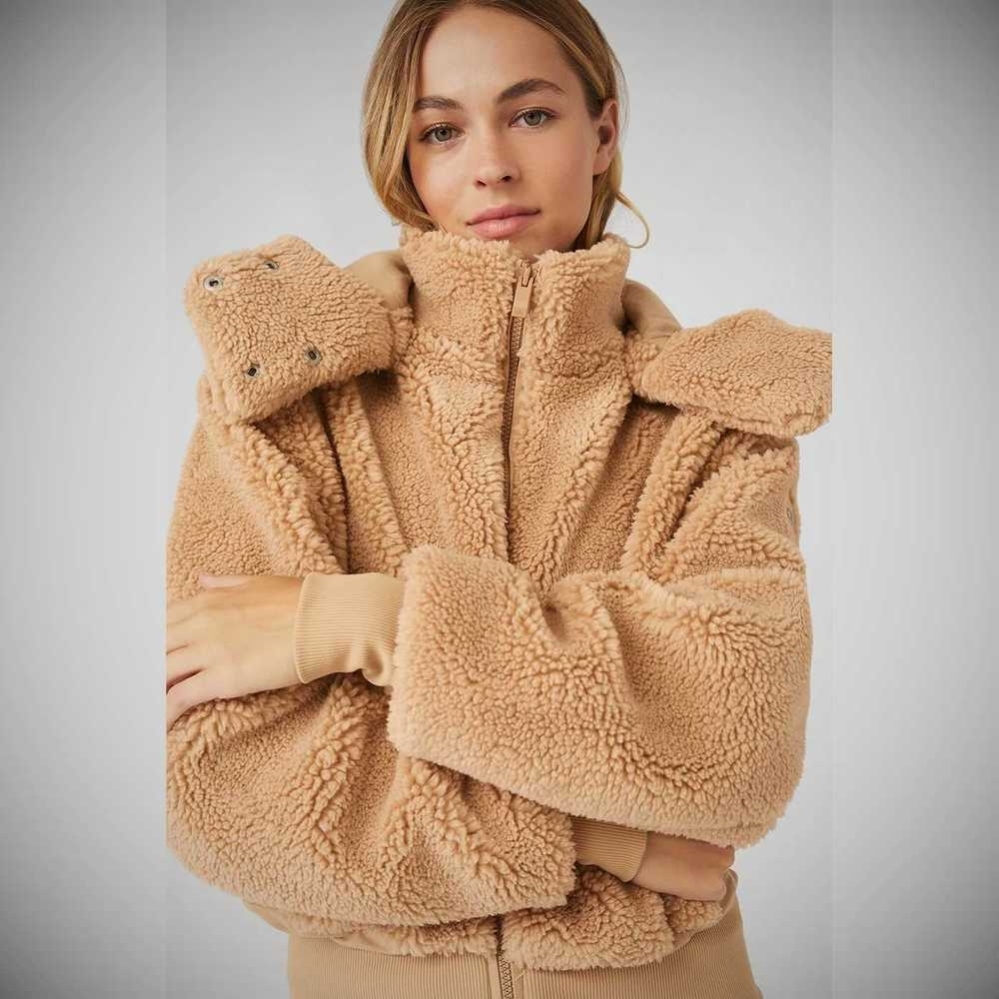 Alo Yoga Foxy Sherpa Jacke Damen Camel | IGRZXO749