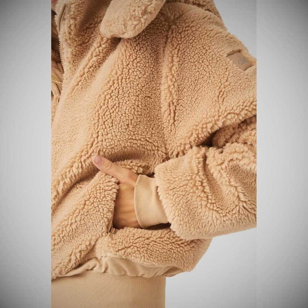 Alo Yoga Foxy Sherpa Jacke Damen Camel | IGRZXO749