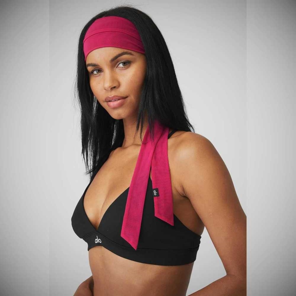 Alo Yoga Fresh Mesh Tie Stirnband Damen Bordeaux | CMQWJK458