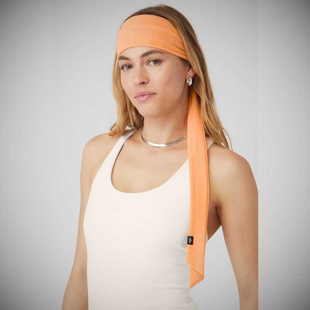 Alo Yoga Fresh Mesh Tie Stirnband Damen Orange | EIZSTG358