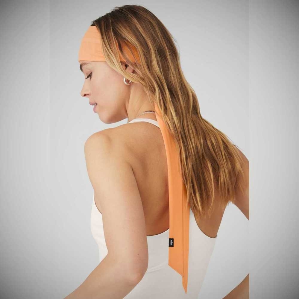 Alo Yoga Fresh Mesh Tie Stirnband Damen Orange | EIZSTG358