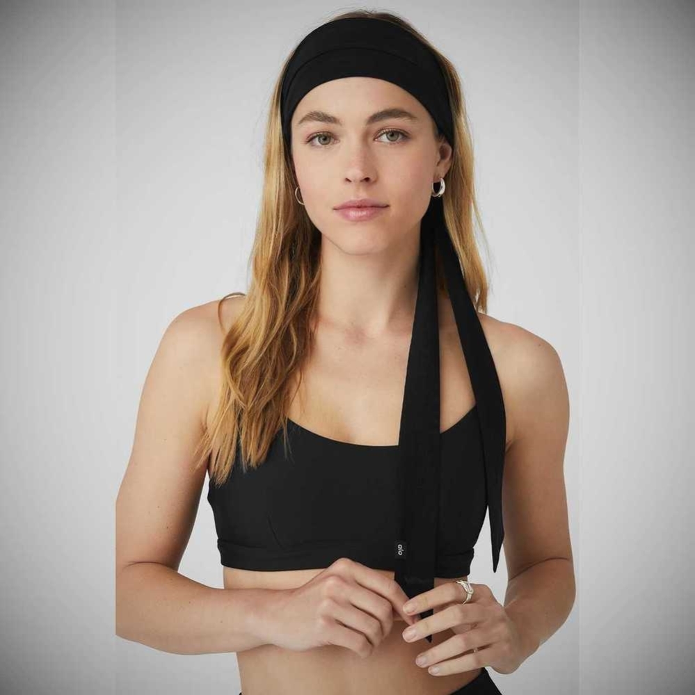 Alo Yoga Fresh Mesh Tie Stirnband Damen Schwarz | FMDORW294