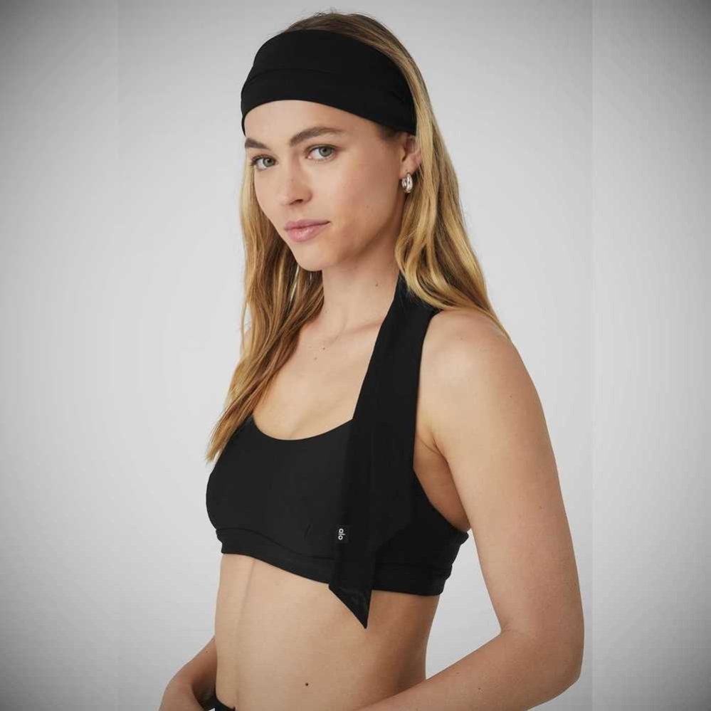 Alo Yoga Fresh Mesh Tie Stirnband Damen Schwarz | FMDORW294