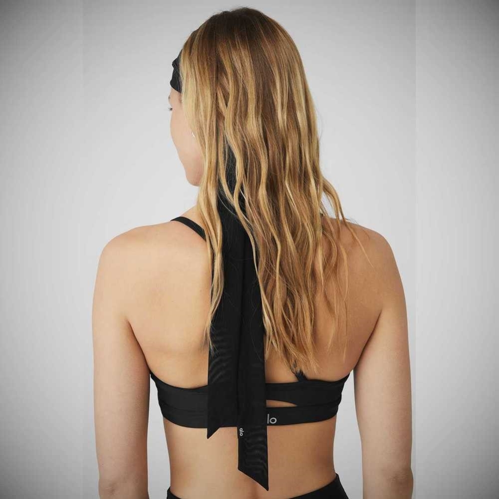 Alo Yoga Fresh Mesh Tie Stirnband Damen Schwarz | FMDORW294