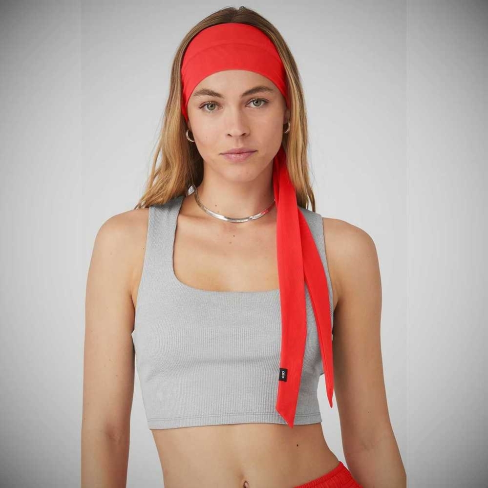 Alo Yoga Fresh Mesh Tie Stirnband Damen Rot | PNGJQC293