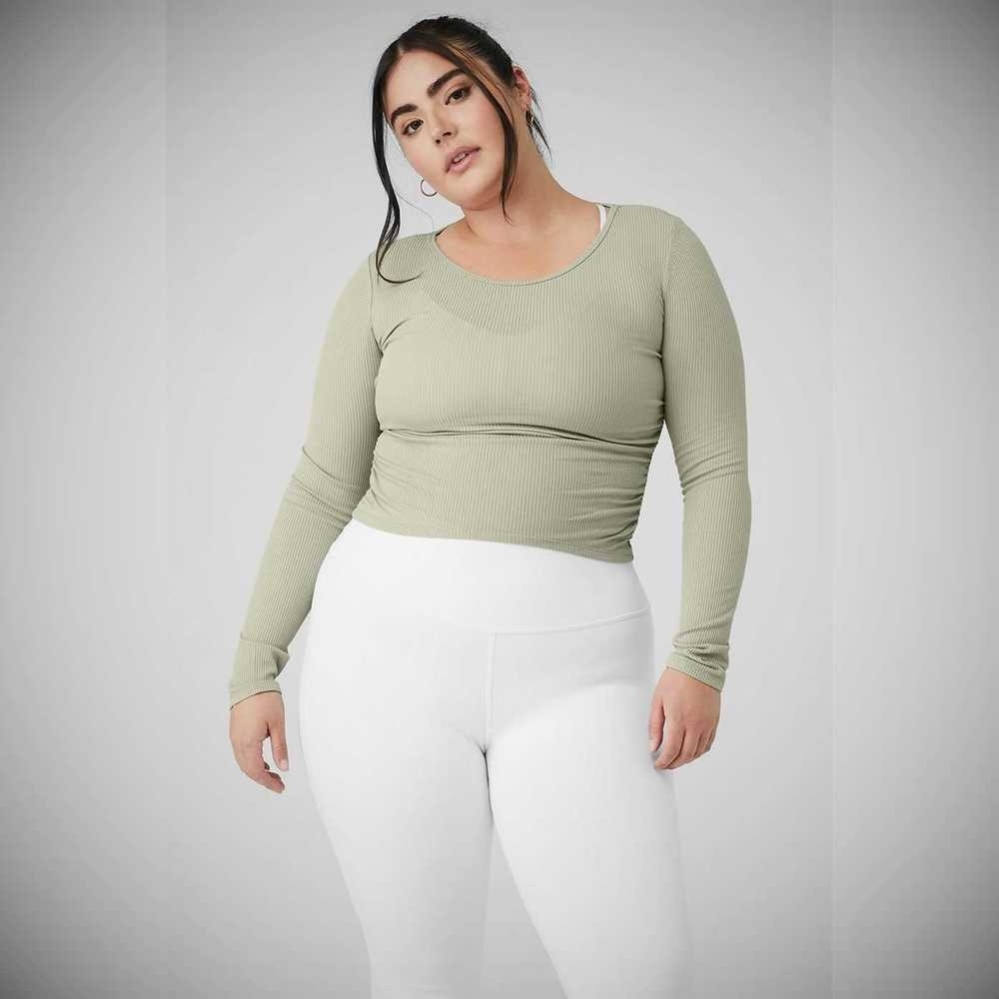 Alo Yoga Gather Long Sleeve Damen Grau | FZHKOW187