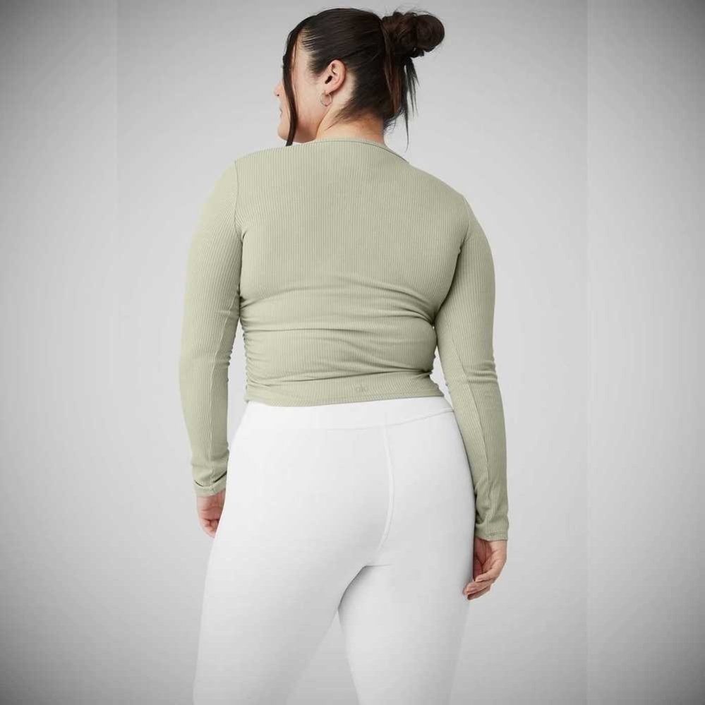 Alo Yoga Gather Long Sleeve Damen Grau | FZHKOW187