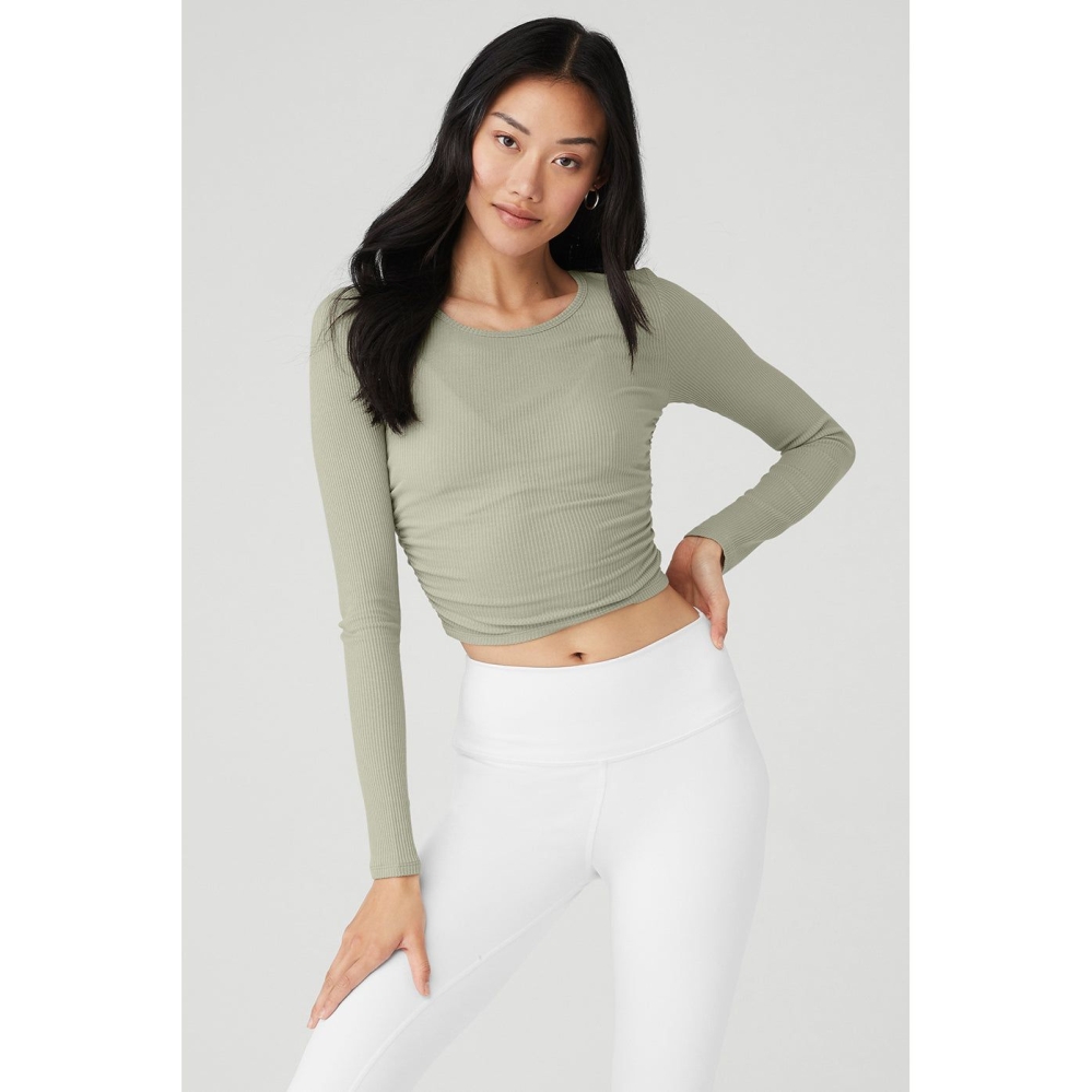 Alo Yoga Gather Long Sleeve Damen Grau | FZHKOW187