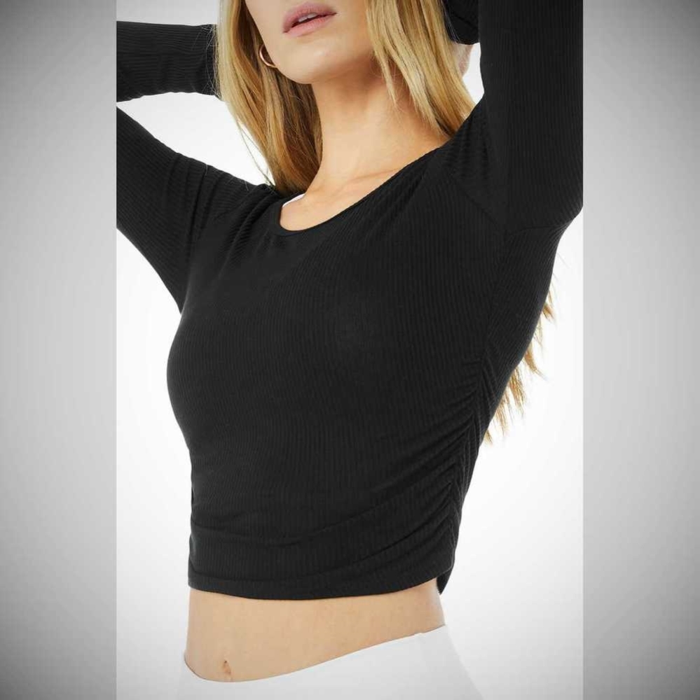 Alo Yoga Gather Long Sleeve Damen Schwarz | GCNSQB543