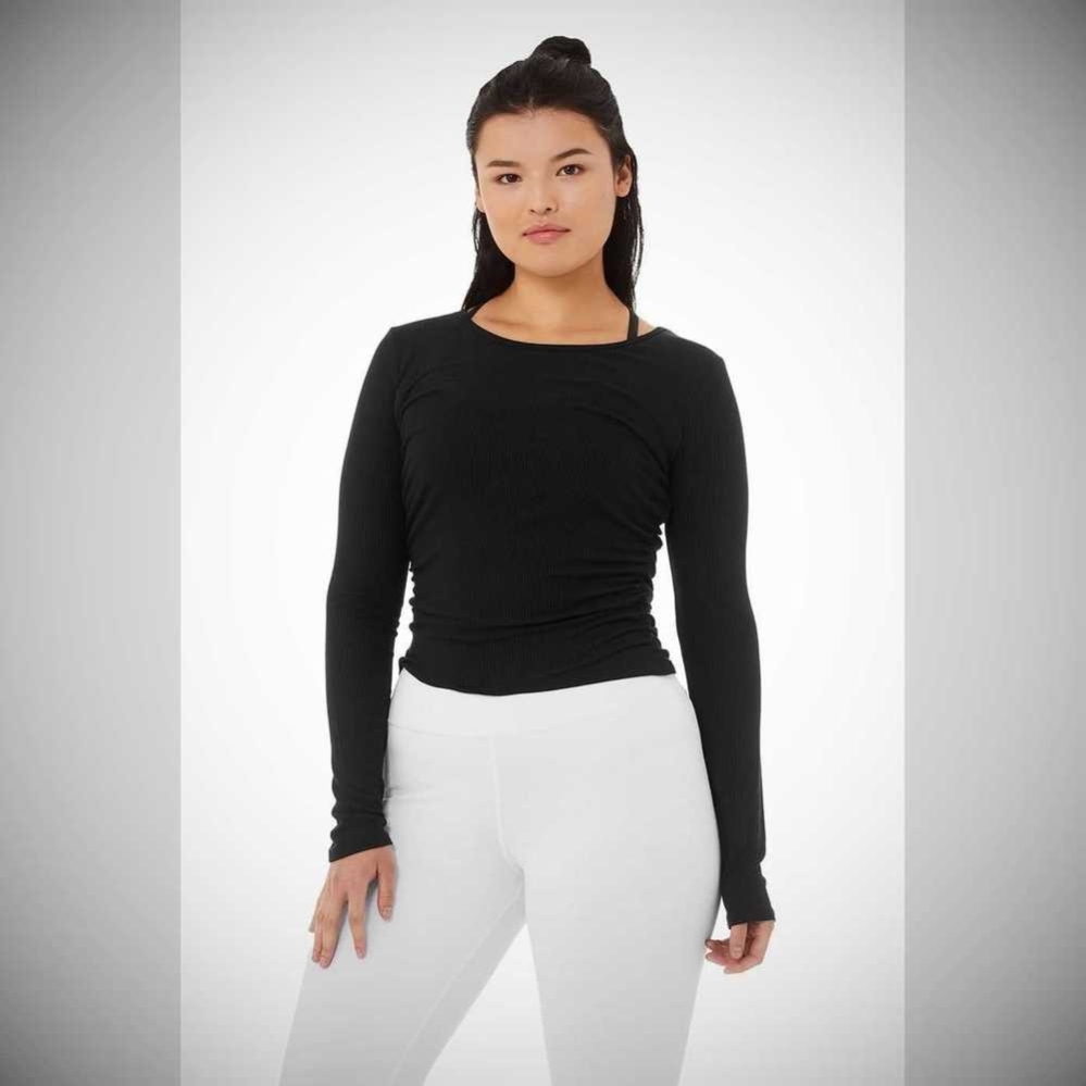 Alo Yoga Gather Long Sleeve Damen Schwarz | GCNSQB543