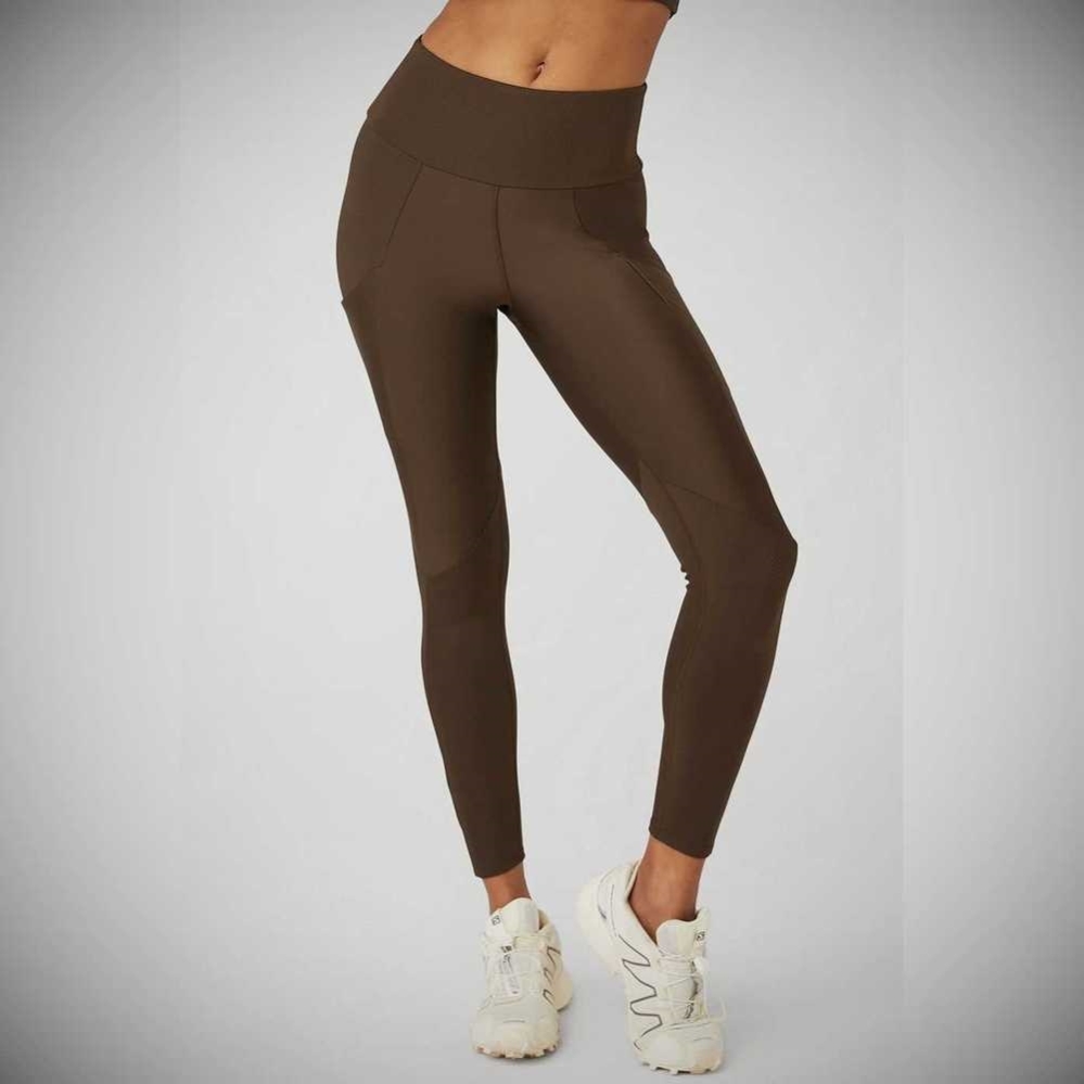 Alo Yoga Gerippt Airlift High-Taille 7/8 Enchanted Leggings Damen Kaffee | FHBVGZ975