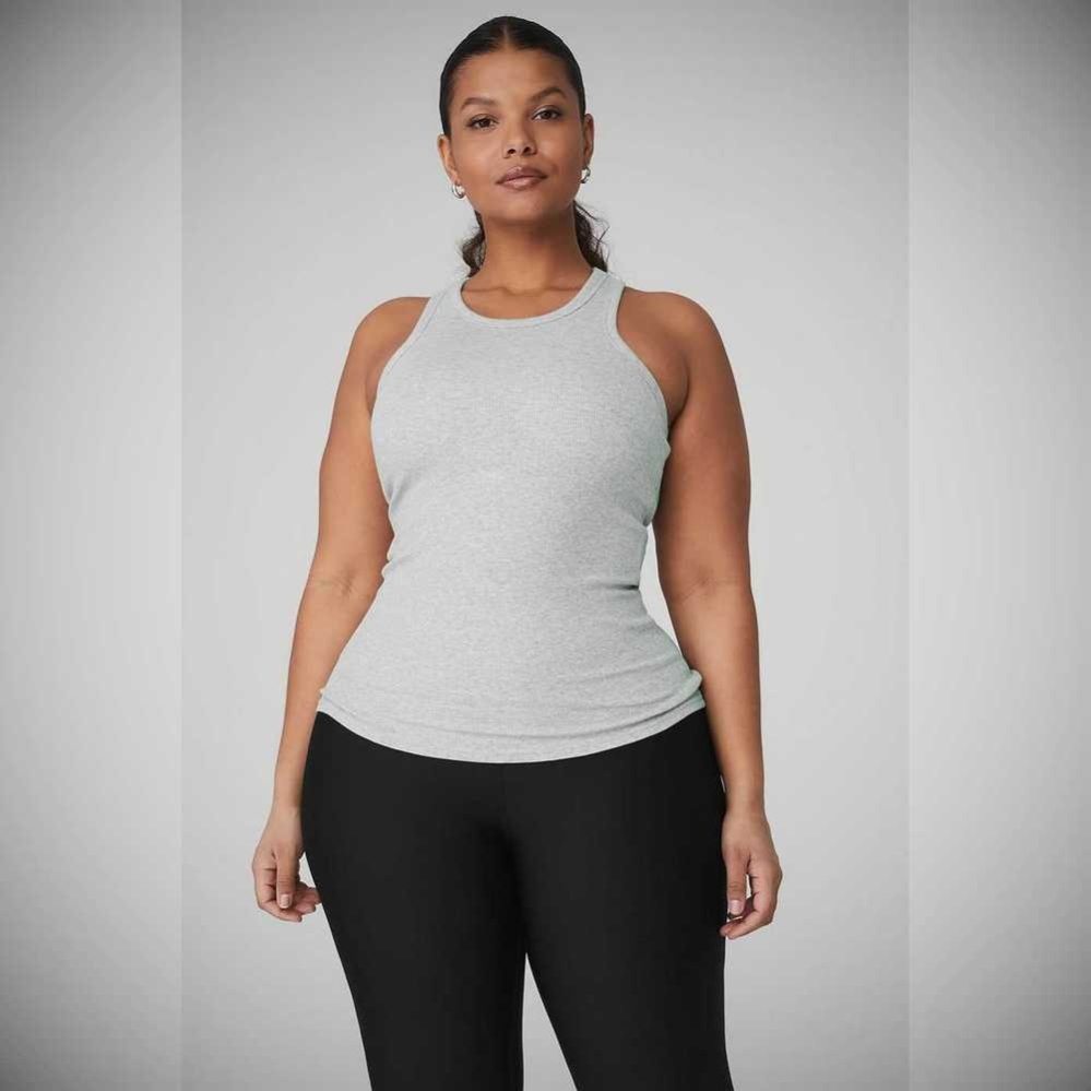 Alo Yoga Gerippt Aspire Full Length Muskelshirt Damen Grau | FDGCQU819