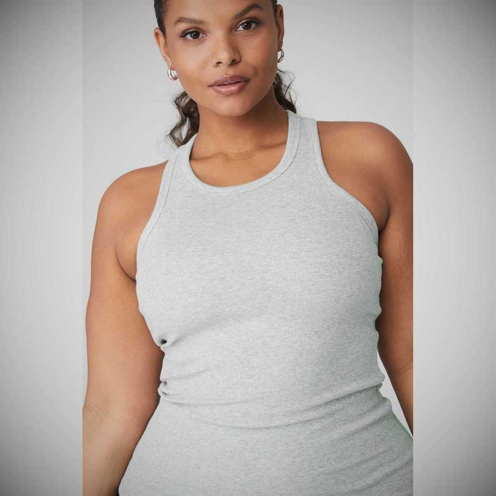 Alo Yoga Gerippt Aspire Full Length Muskelshirt Damen Grau | FDGCQU819