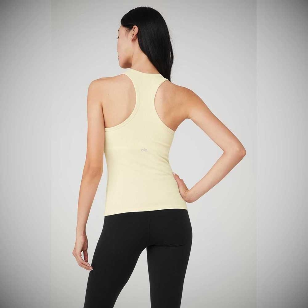 Alo Yoga Gerippt Aspire Full Length Muskelshirt Damen Hellgelb | XCIYWS421