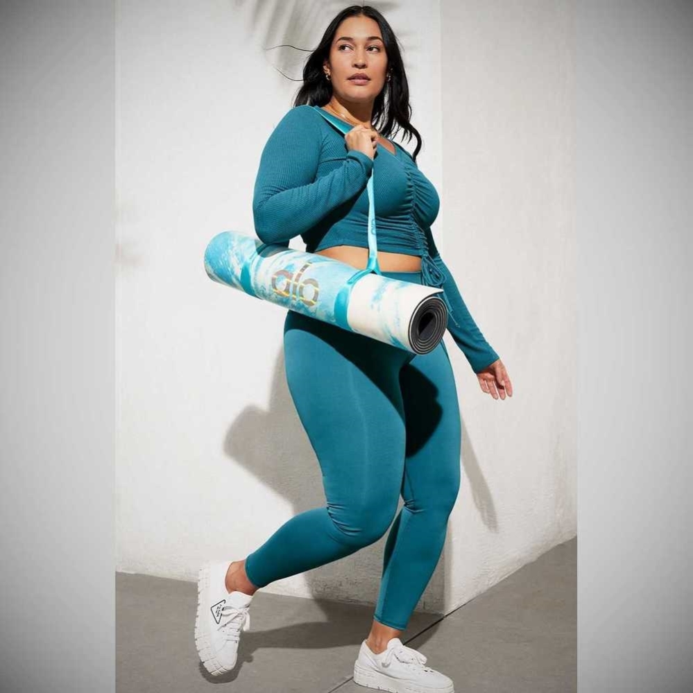 Alo Yoga Gerippt Cinch Cropped Long Sleeve Damen Blau | SGDHEY932