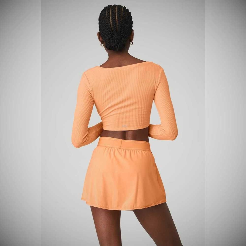 Alo Yoga Gerippt Cinch Cropped Long Sleeve Damen Orange | WOQEVU810