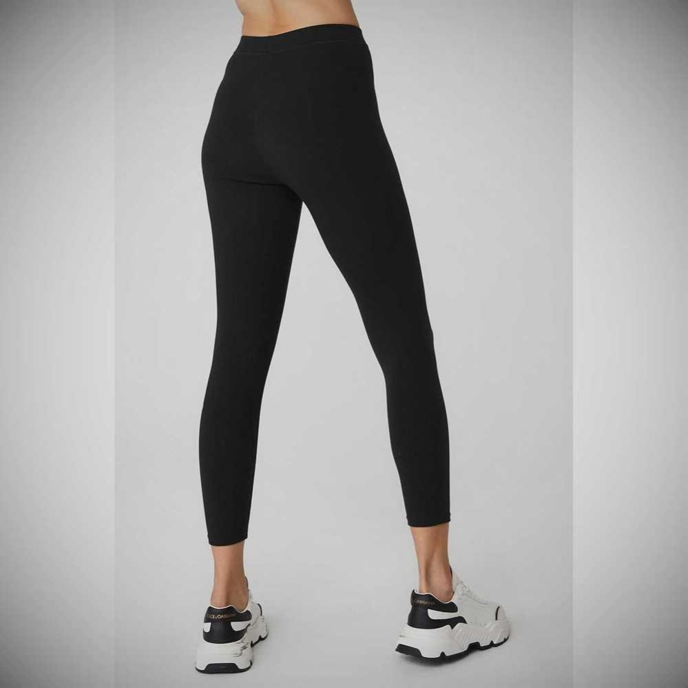 Alo Yoga Gerippt High-Taille 7/8 Blissful Leggings Damen Schwarz | EAUIMJ942