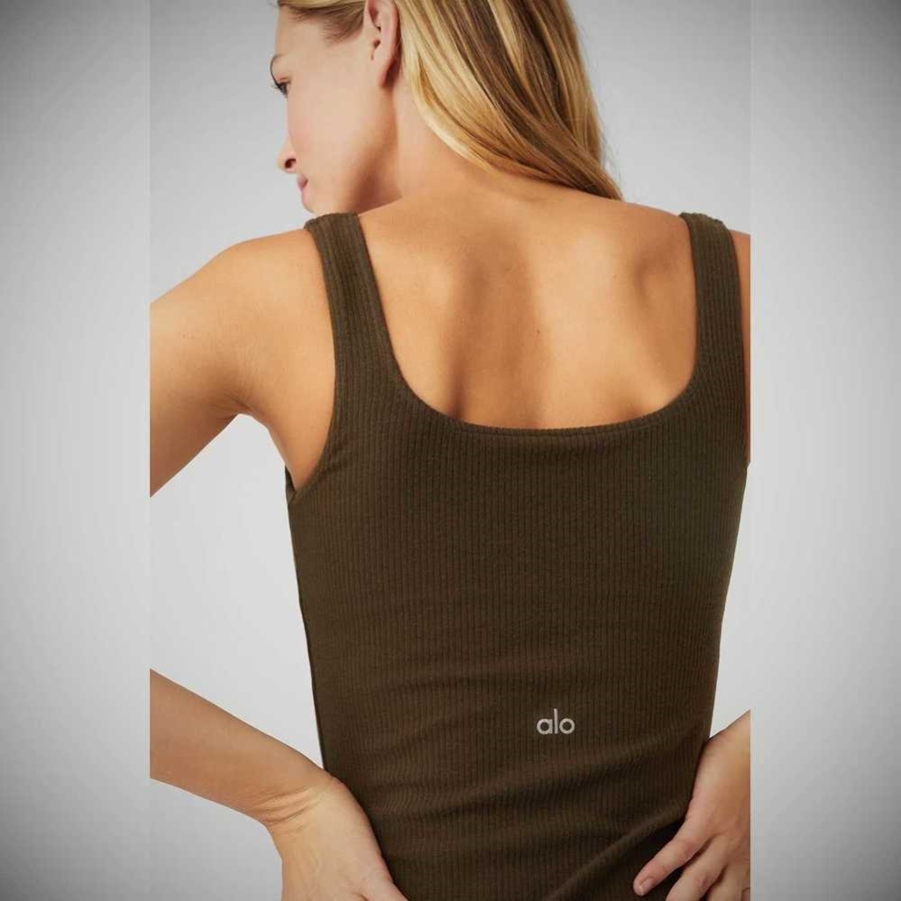 Alo Yoga Gerippt Minimalist Muskelshirt Damen Kaffee | ULMCIK031