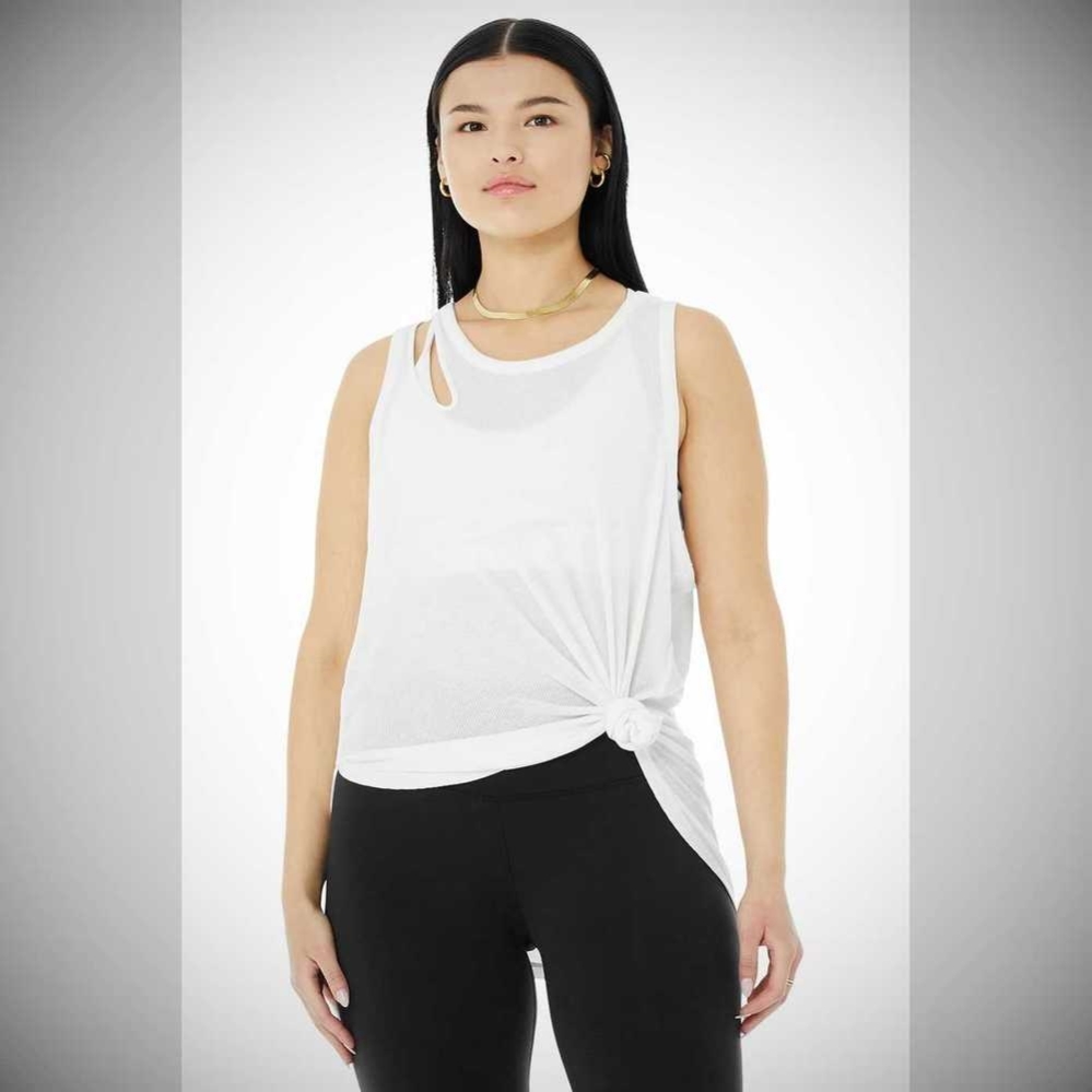 Alo Yoga Gerippt Peak Muskelshirt Damen Weiß | WBDJTM082