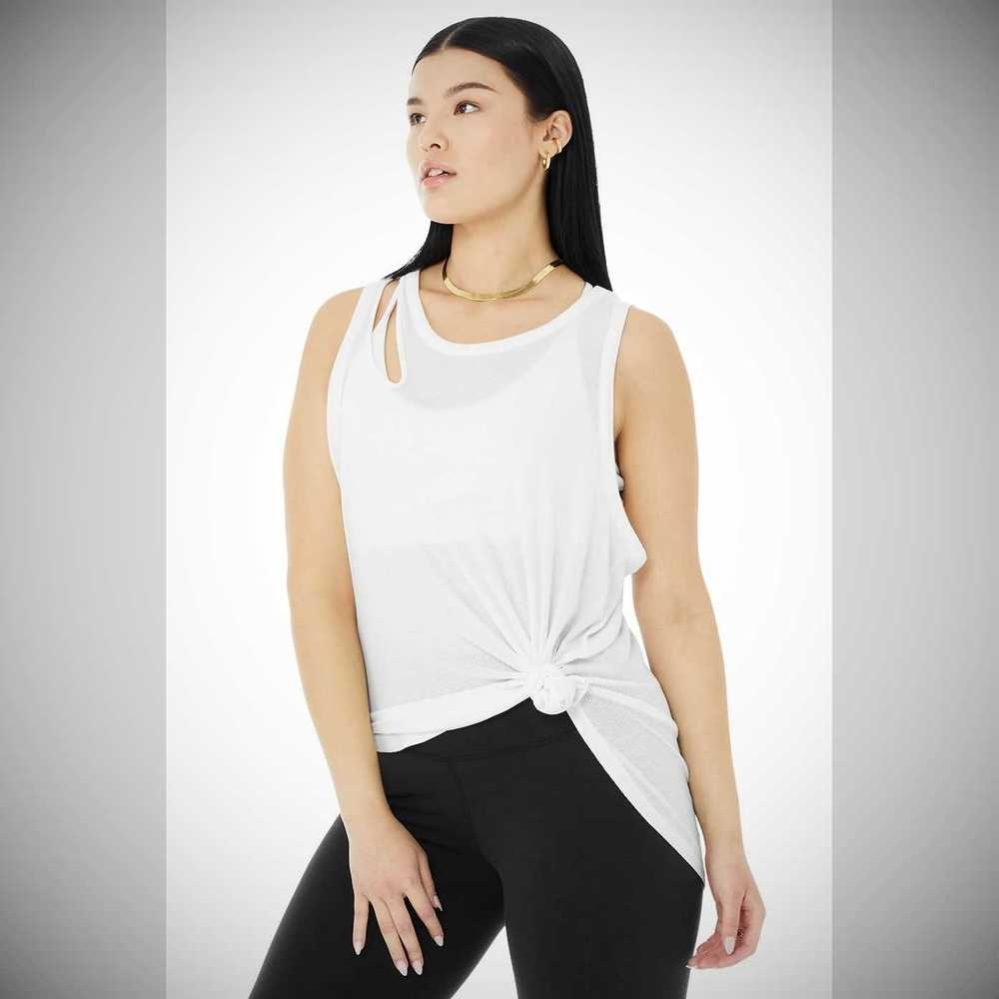 Alo Yoga Gerippt Peak Muskelshirt Damen Weiß | WBDJTM082