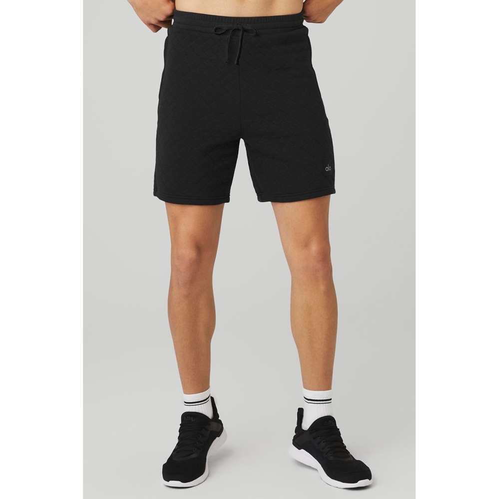 Alo Yoga Gesteppt Stadium Kurze Hose Herren Schwarz | NZIPDJ738