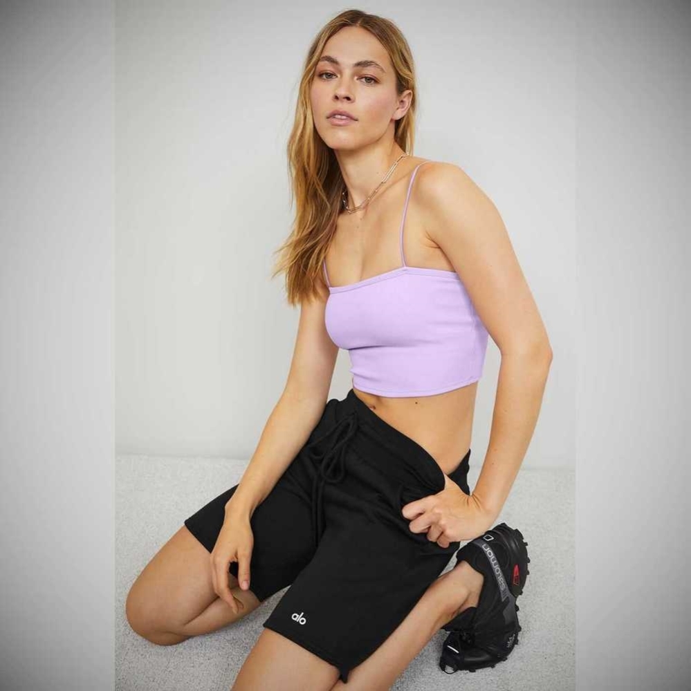 Alo Yoga Goddess Gerippt Bandeau Top Muskelshirt Damen Lila | UWJNMA527