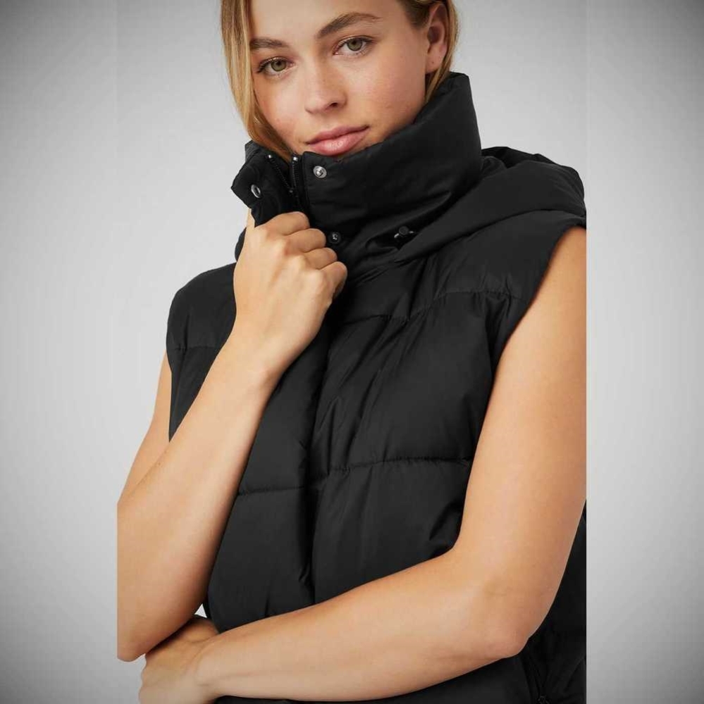 Alo Yoga Gold Rush Puffer Vests Damen Schwarz | VBGLTF647