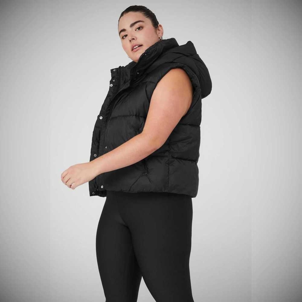 Alo Yoga Gold Rush Puffer Vests Damen Schwarz | VBGLTF647