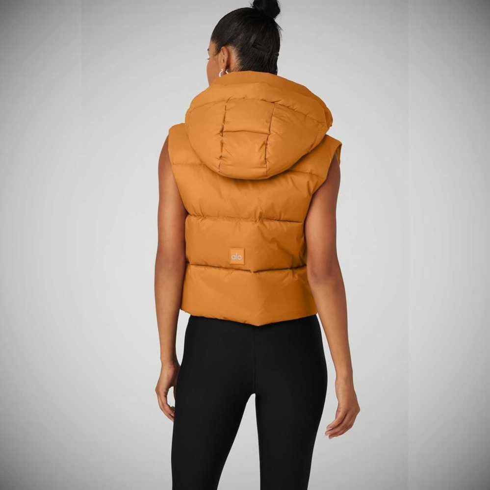 Alo Yoga Gold Rush Puffer Vests Damen Toffee | QWBSIX978