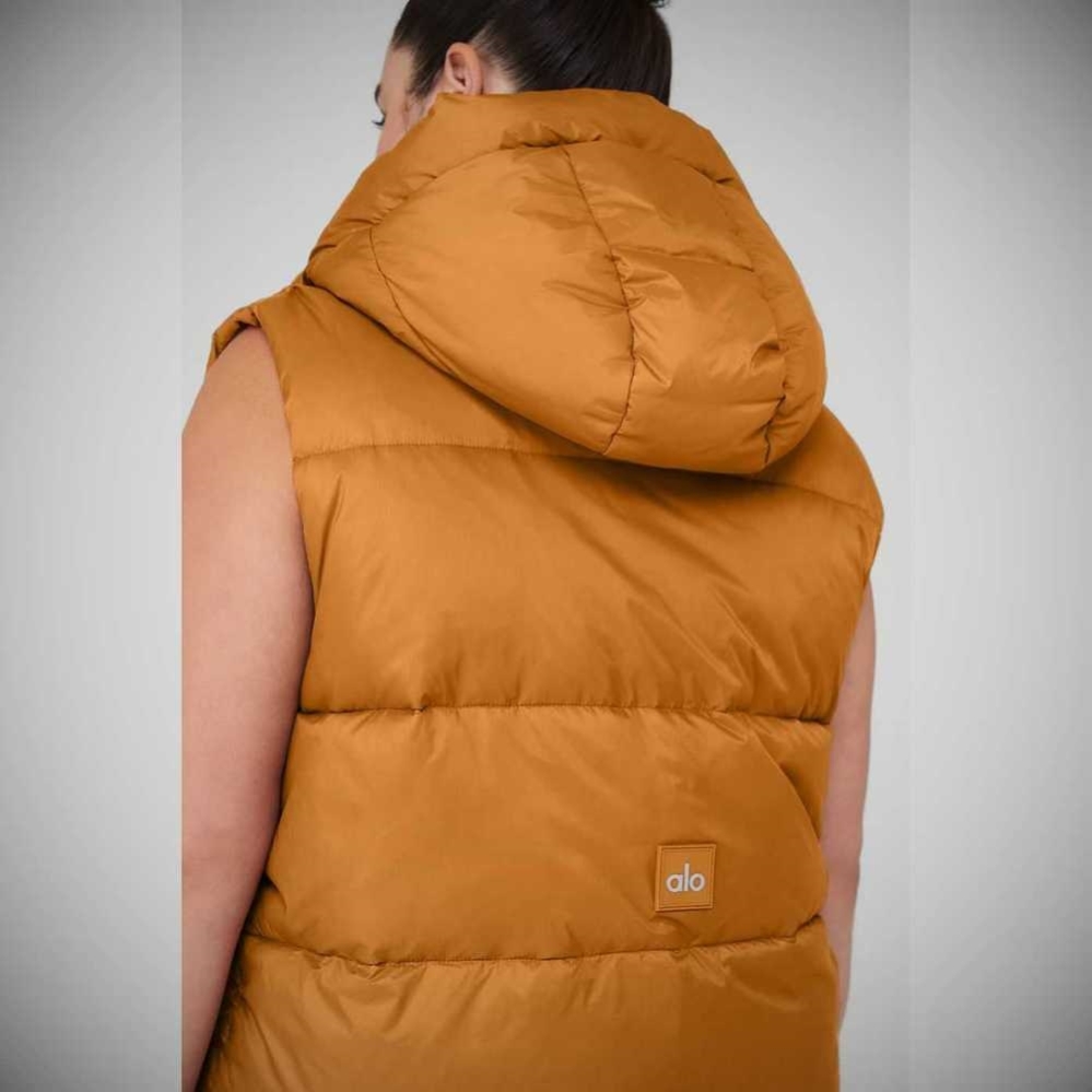 Alo Yoga Gold Rush Puffer Vests Damen Toffee | QWBSIX978