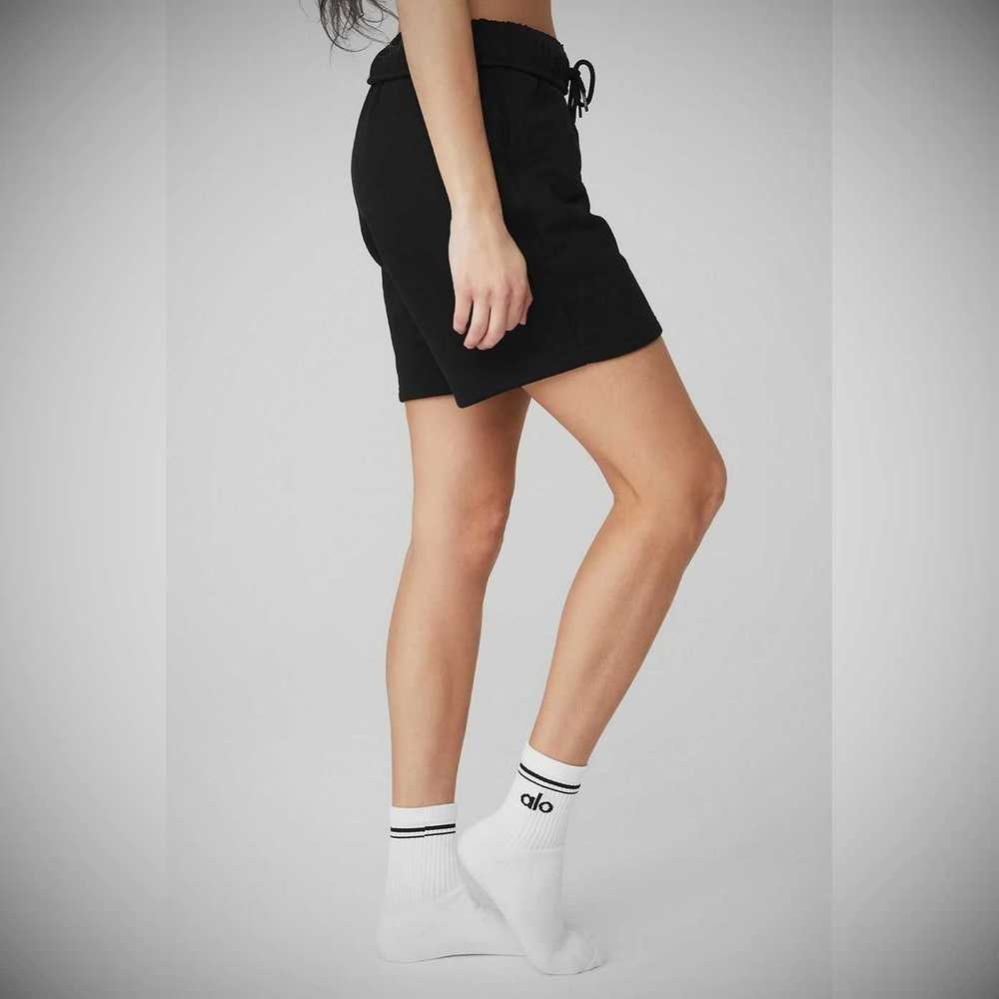 Alo Yoga Half-Crew Throwback Socken Damen Weiß Schwarz | LSEGQN586