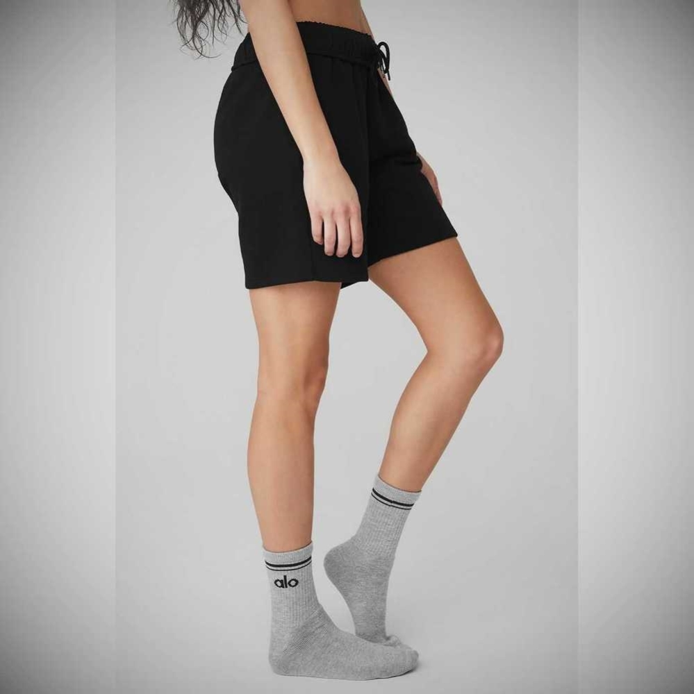 Alo Yoga Half-Crew Throwback Socken Damen Grau Schwarz | XUVNFT489