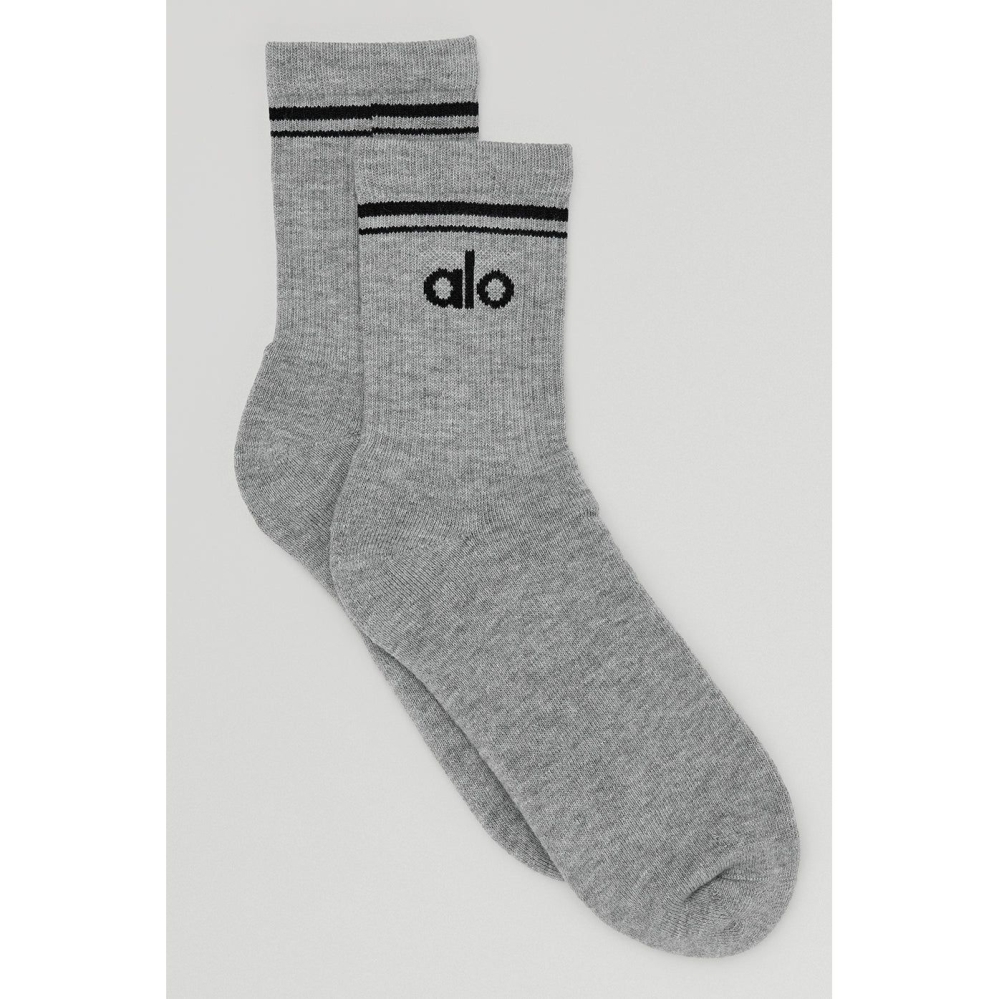 Alo Yoga Half-Crew Throwback Socken Herren Grau Schwarz | RCUOPN029