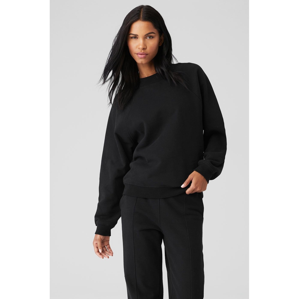 Alo Yoga Heavy Weight Offline Crew Neck Pullover Damen Schwarz | TELJWH768