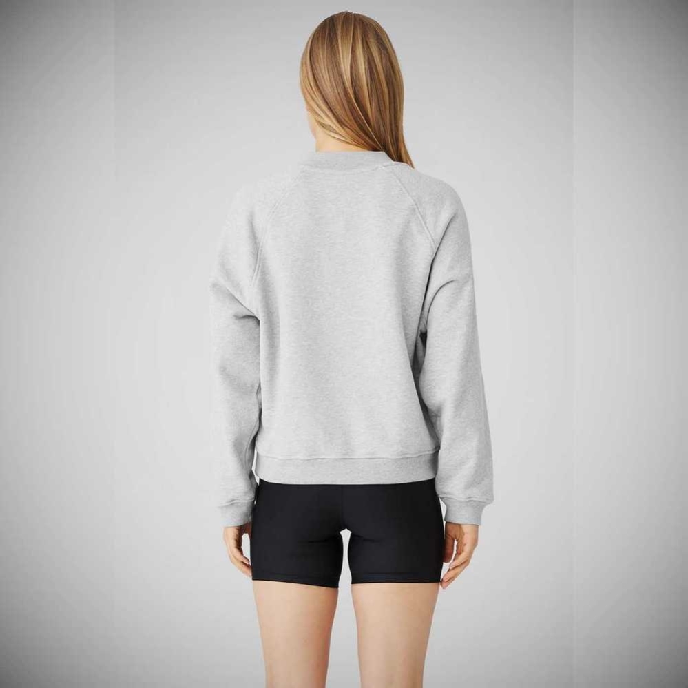 Alo Yoga Heavy Weight Offline Crew Neck Pullover Damen Grau | XTHJIG781