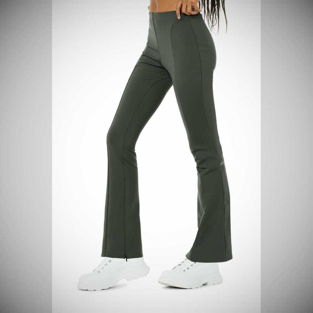 Alo Yoga High-Taille 7/8 Zip It Flare Leggings Damen Dunkelgrün | EYCLNZ153