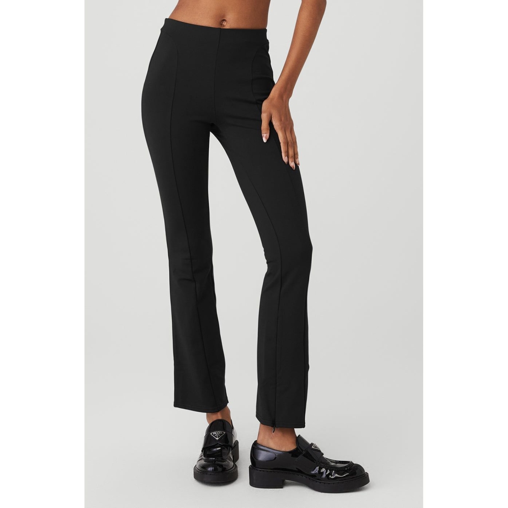 Alo Yoga High-Taille 7/8 Zip It Flare Leggings Damen Schwarz | NRFOIV569