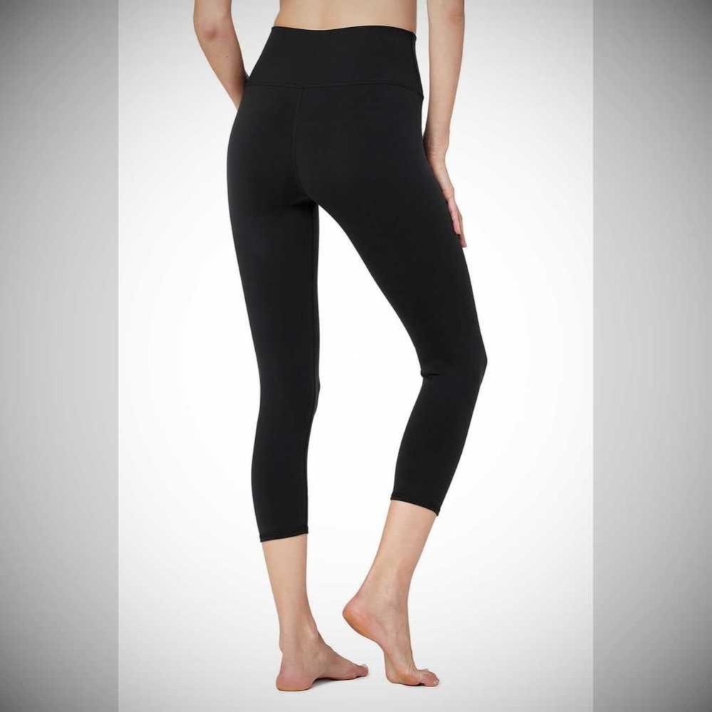 Alo Yoga High-Taille Airbrush Caprihose Damen Schwarz | DKPMVA123