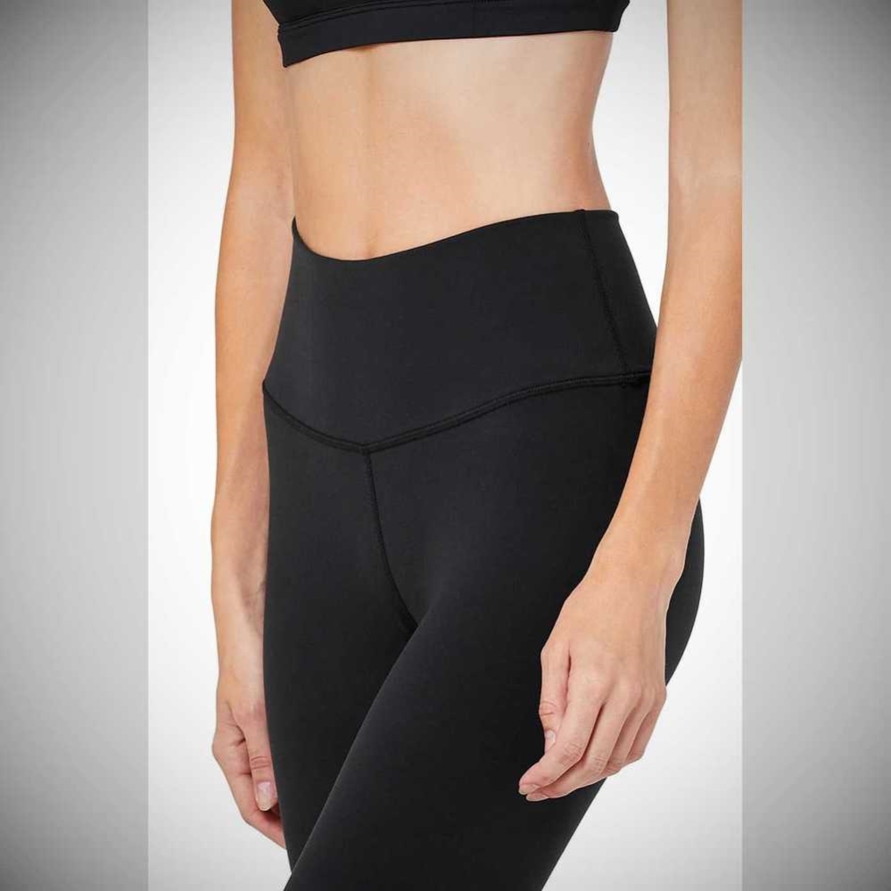 Alo Yoga High-Taille Airbrush Caprihose Damen Schwarz | DKPMVA123