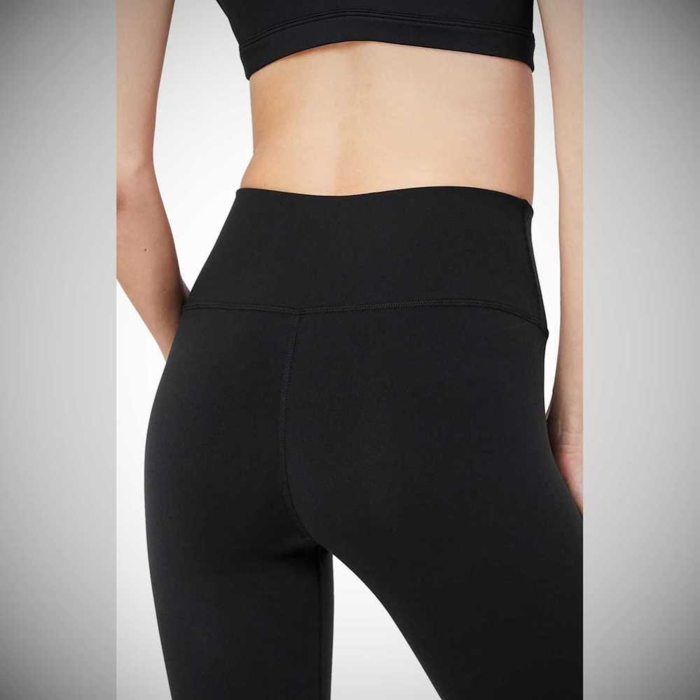 Alo Yoga High-Taille Airbrush Caprihose Damen Schwarz | DKPMVA123