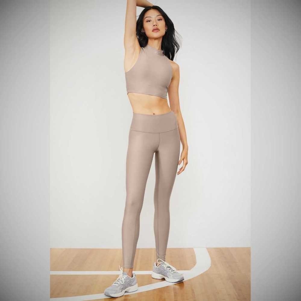 Alo Yoga High-Taille Airlift Leggings Damen Grau Braun | VUBNWY185