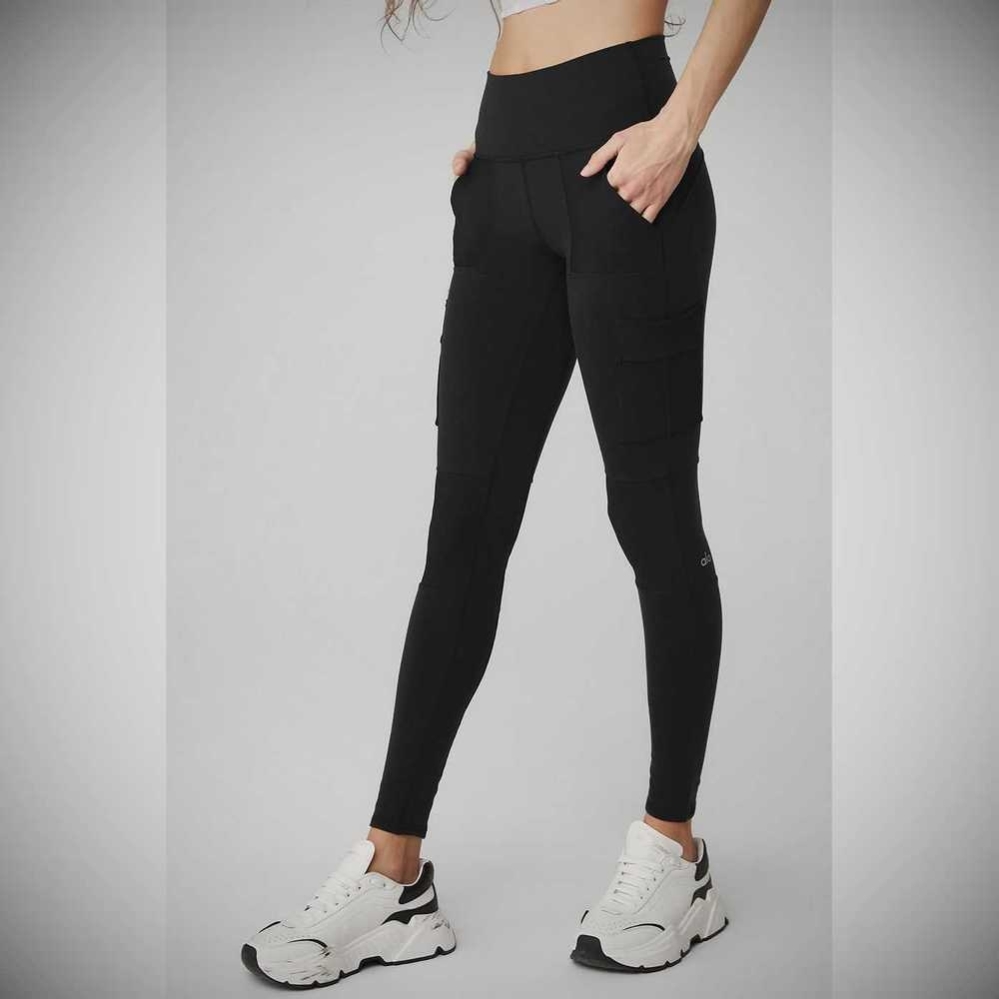 Alo Yoga High-Taille Cargo Leggings Damen Schwarz | QGKYES912