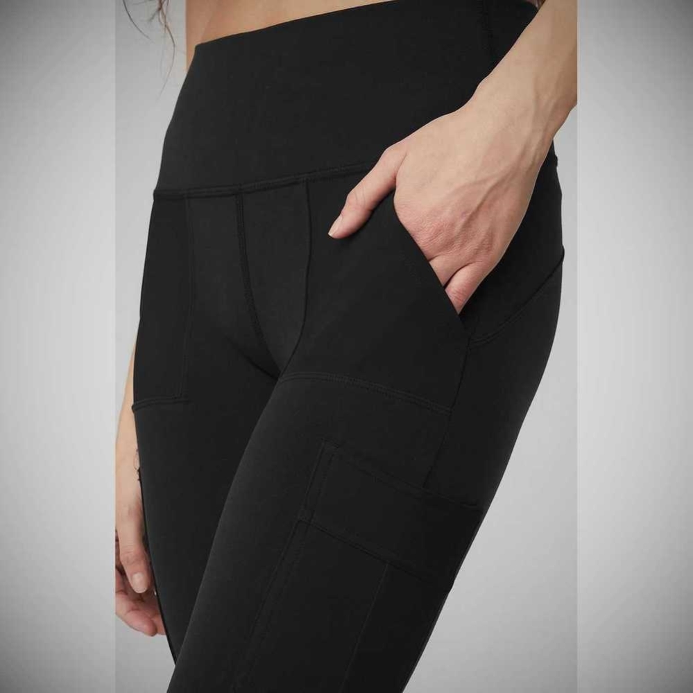 Alo Yoga High-Taille Cargo Leggings Damen Schwarz | QGKYES912