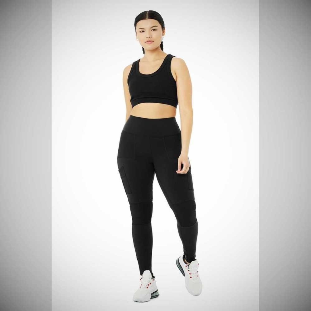 Alo Yoga High-Taille Cargo Leggings Damen Schwarz | QGKYES912