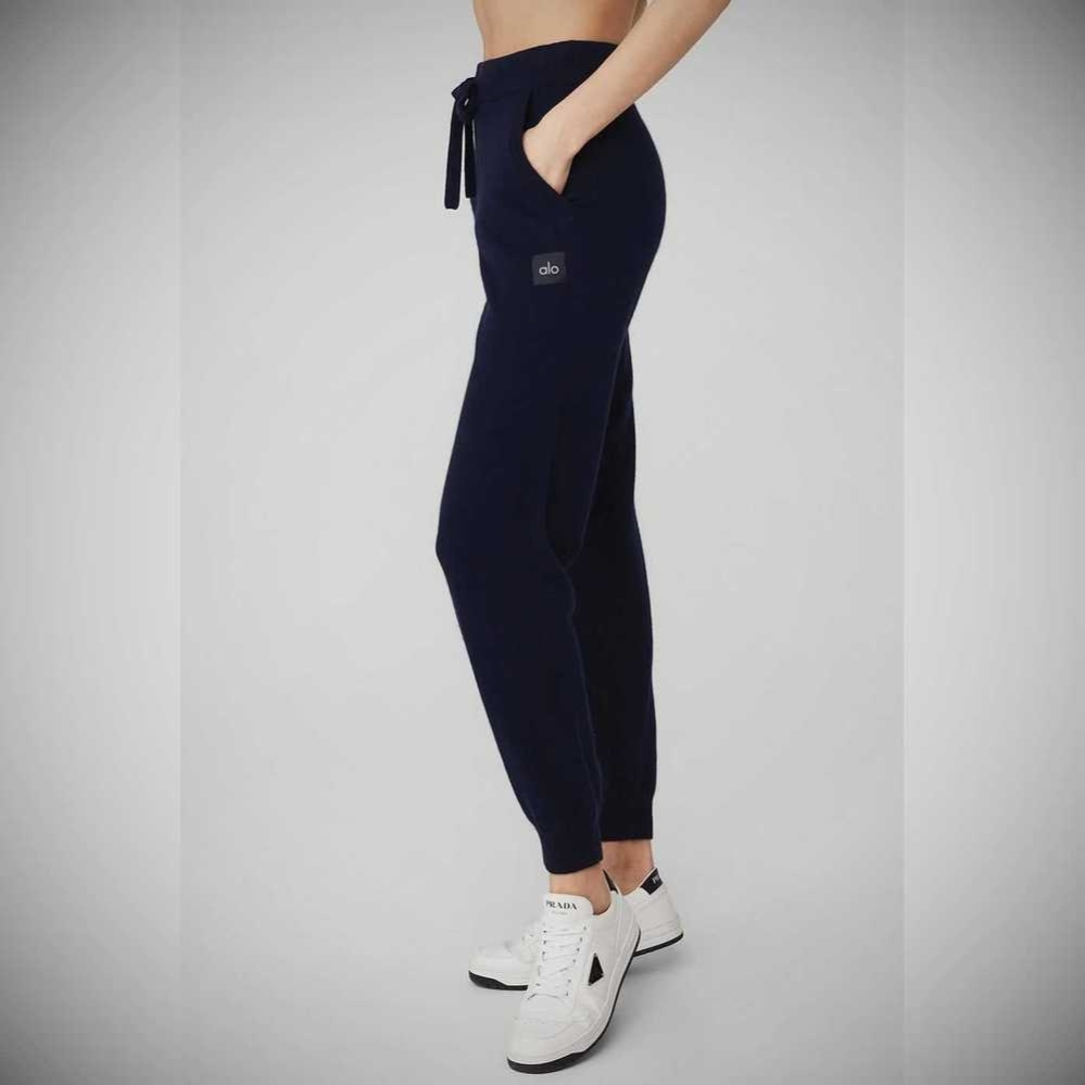 Alo Yoga High-Taille Cashmere Jet Set Hose Damen Navy | UTJPRF901