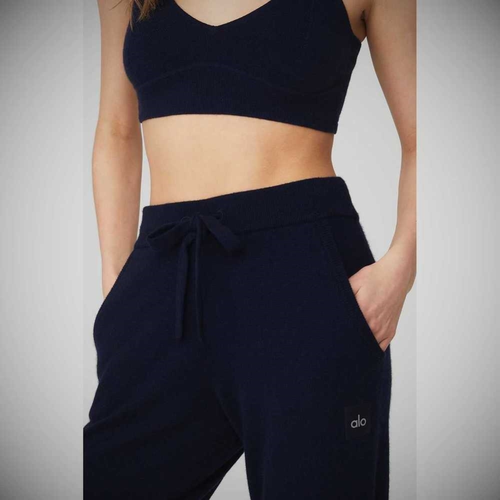 Alo Yoga High-Taille Cashmere Jet Set Hose Damen Navy | UTJPRF901