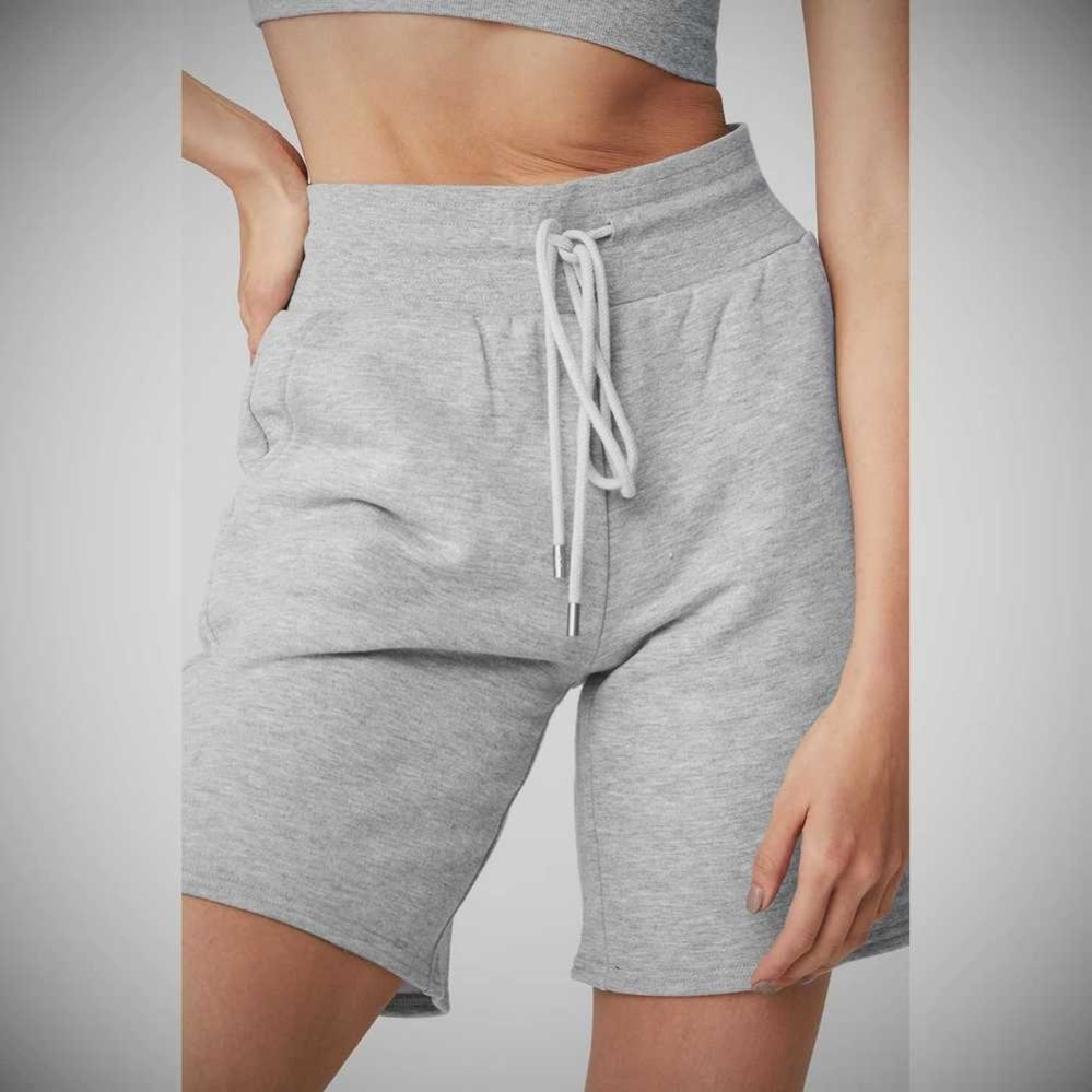 Alo Yoga High-Taille Easy Sweat Kurze Hose Damen Grau | QHVMOC047